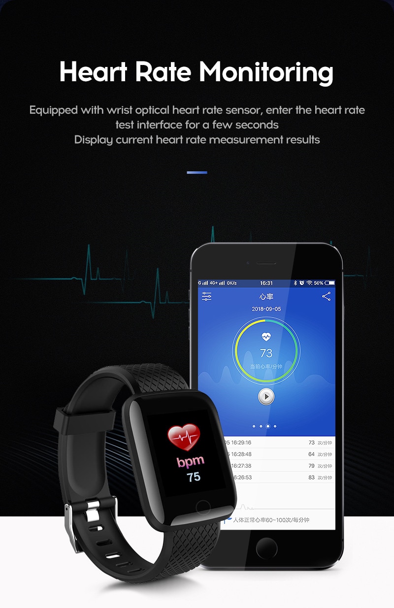 LYKRY A6S Smart Bracelet Fitness Tracker Heart Rate Blood Pressure Monitor Smart Band IP67 Waterproof Sports For Android IOS+Box (11)