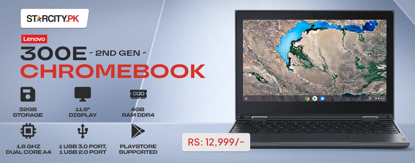 Lenovo 300E 2nd Gen Chromebook 4GB RAM 32GB promotional banner