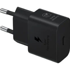 Samsung 25W Power Adapter Black Charger front view