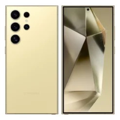Samsung Galaxy S24 Ultra Titanium Yellow front and back view with S Pen - Price in Pakistan