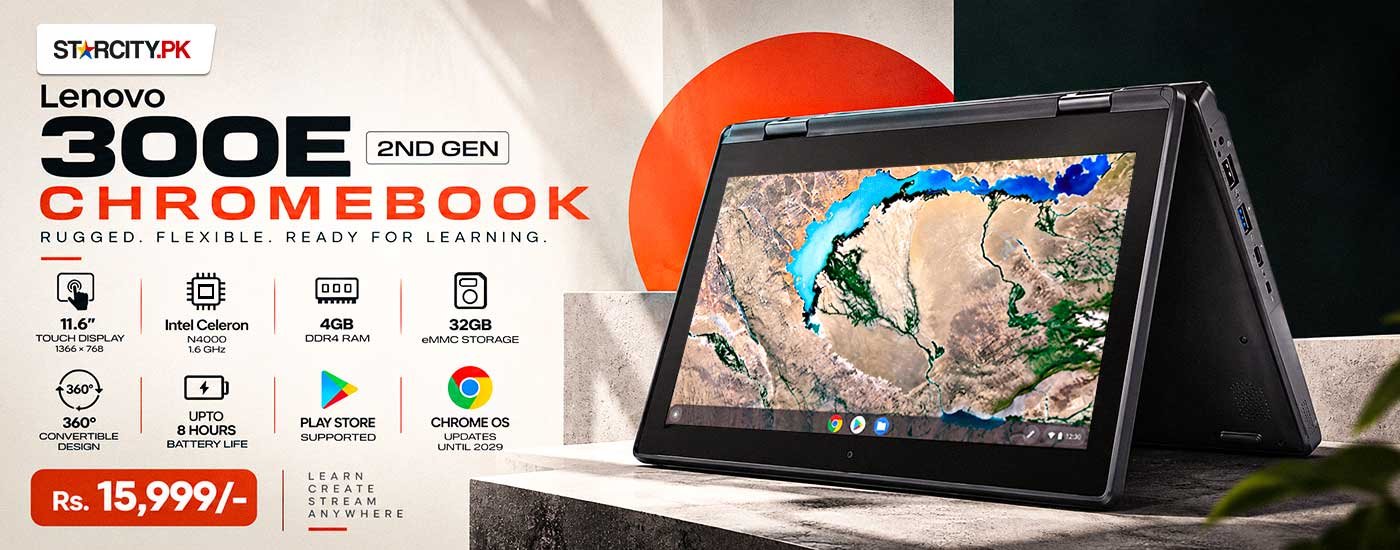Lenovo – ChromeBook 300E (2nd Gen) – 4GB RAM – 32GB Storage – 11.6" Display – | Touch Screen – 2029 Updateable – 360 Rotatable – Playstore Supported – ChromeBook
