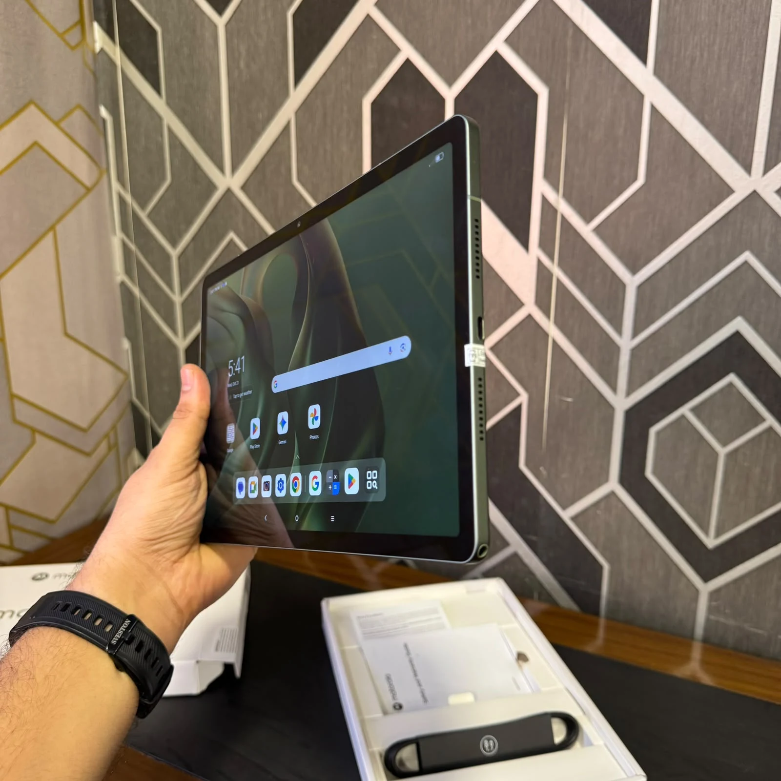 Motorola Moto Pad 2026 angled front display - real product photo