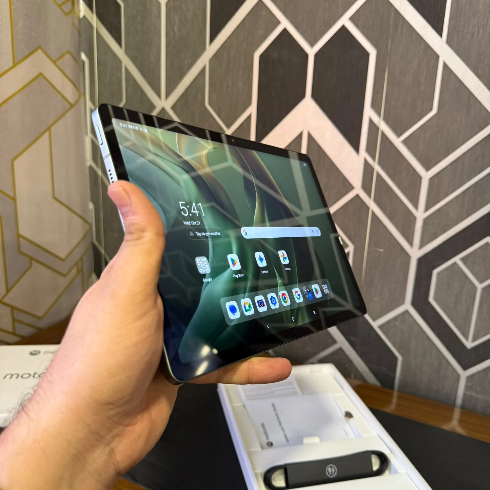 Motorola Moto Pad 2026 angled device view - real product photo